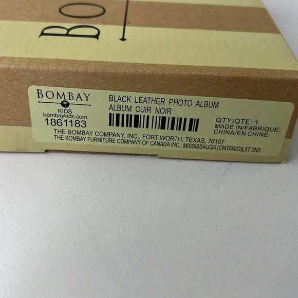 The Bombay Company Black Leather Photo Album New in Box 6 ½"  X 5 ½” - Picture 2 of 6